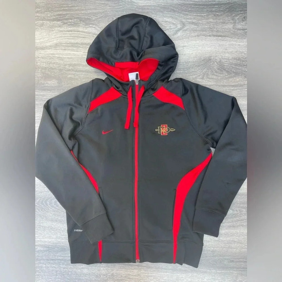 Nike Jackets & Blazers - Nike SDSU Zip Up Therma Fit Jacket, black/red